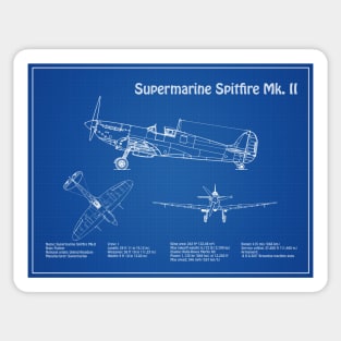 Supermarine Spitfire Mk. II - Airplane Blueprint - AD Sticker